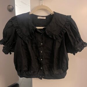 Doen Black Ruffled Blouse